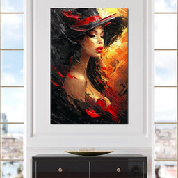 Fiery Elegance in Noir - NicheCanvas