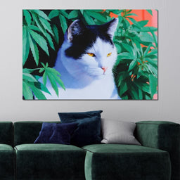 Feline Tranquility Green Garden - NicheCanvas