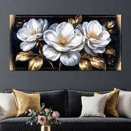 Gilded Petals On A Midnight Stage - NicheCanvas