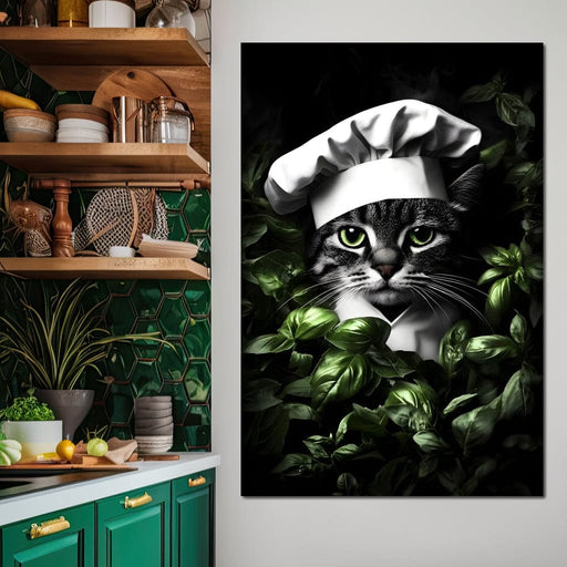 Chef Kitty in Herb Haven Canvas Print