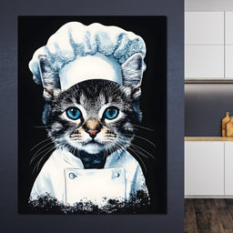 Chef Feline in Snowy Whites - NicheCanvas