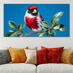 Radiant Plumage on Sky Branch - NicheCanvas