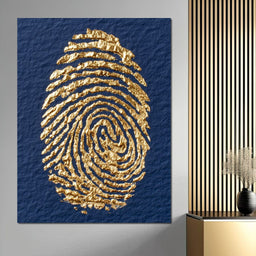 Golden Fingerprint On Navy Paper - NicheCanvas