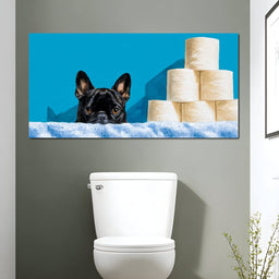 French Bulldog Bathroom Peek - NicheCanvas