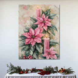 Festive Poinsettia Candle Glow - NicheCanvas