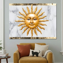 Celestial Golden Sunburst Marble - NicheCanvas