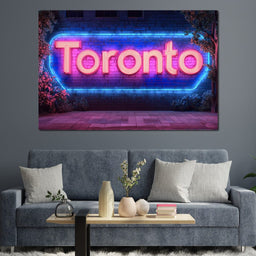 Toronto Neon Nightscape - NicheCanvas