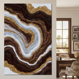 Gilded Marble River Flow - NicheCanvas