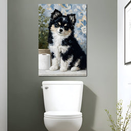 Playful Puppy Bathroom Guard - NicheCanvas