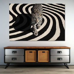 Leopard in Monochrome Swirls - NicheCanvas