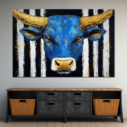 Striped Bull Portrait - Alicia Smith - NicheCanvas