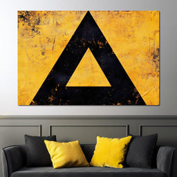Yellow Grunge Triangle Signage - NicheCanvas