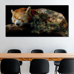 Sleeping Red Panda Forest Dream - NicheCanvas