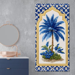 Tropical Elegance Blue Palm - NicheCanvas