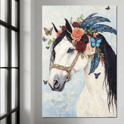 Majestic White Horse Harmony - NicheCanvas