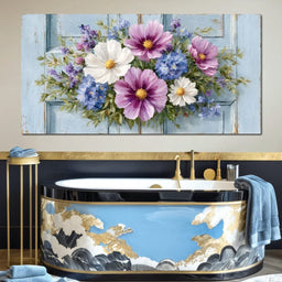 Rustic Pastel Cottage Flowers - NicheCanvas