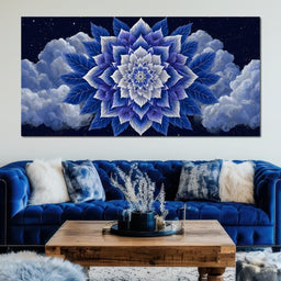 Starlit Sapphire Petal Mandala - NicheCanvas