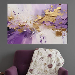 Golden Lavender Abstract Splash - NicheCanvas