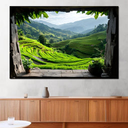 Terraced Valley Morning Glow - NicheCanvas