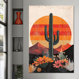 Desert Blooming Cactus Radiance - NicheCanvas