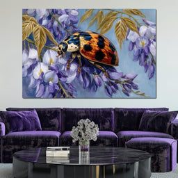 Ladybug On Wisteria Bloom - NicheCanvas