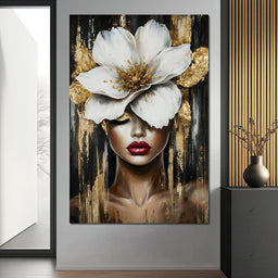 White Petals Golden Dreams - NicheCanvas