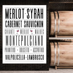 Wine Lover Varietal Typography - NicheCanvas