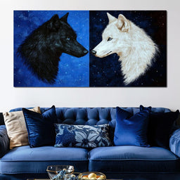 Celestial Wolves Starlit Encounter - NicheCanvas