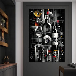 Mechanical Wine Mosaic - NicheCanvas