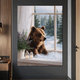 Bear by Winter Window Light - NicheCanvas