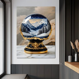 Majestic Alpine Nocturne Winter Globe - NicheCanvas