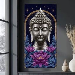 Buddha Lotus Radiance Under Stars - NicheCanvas