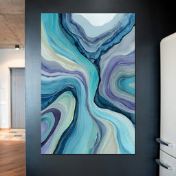 Teal Ocean Geode Layers Flow - NicheCanvas