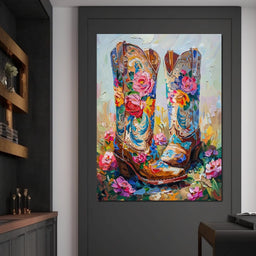 Wildflower Cowboy Boots - Neal Hackett - NicheCanvas