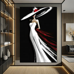 The White Dress - Elegant Silhouette - NicheCanvas