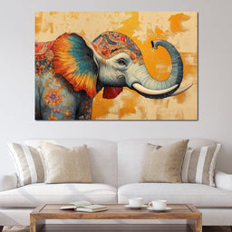 Elephant Splendor Floral Harmony - NicheCanvas
