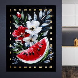 Summer Floral Watermelon Delight - NicheCanvas