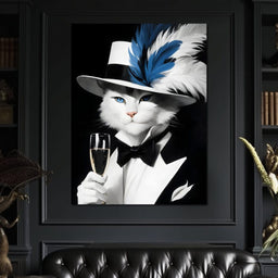 Feline Elegance in Feathers - NicheCanvas