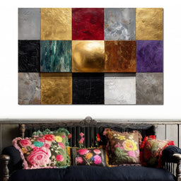 Gilded Mosaic Color Blocks - NicheCanvas