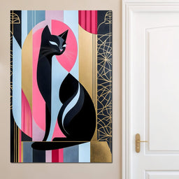 Feline Elegance Geometry Canvas - NicheCanvas