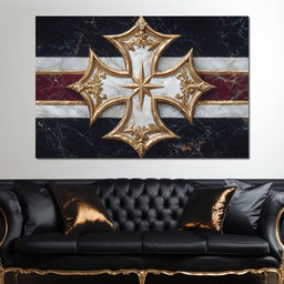 Golden Heritage Cross Emblem - NicheCanvas