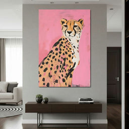 Cheetah Safari Elegance on Pink - NicheCanvas