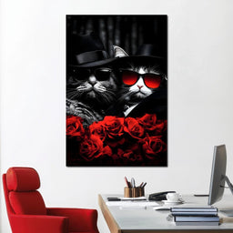 Feline Noir Enigma Roses - NicheCanvas
