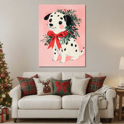 Festive Dalmatian Puppy Cheer - NicheCanvas