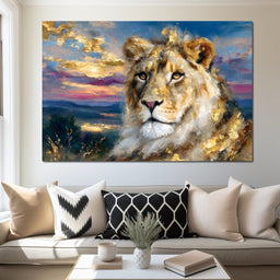 Golden Lioness Sunset Majesty - NicheCanvas