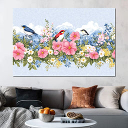 Birds Among Blossoming Peaks - NicheCanvas