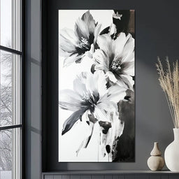 Monochrome Flora Harmony - Wildrose Creations - NicheCanvas