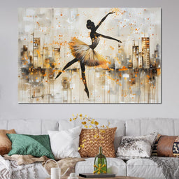 Dancer's Leap Through Gold - NicheCanvas