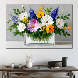 Sunlit Wildflower Still Life - NicheCanvas