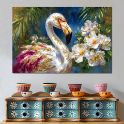 Gilded Flamingo Garden Glow - Neal Hackett - NicheCanvas